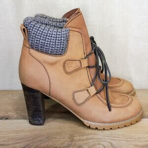 See By Chloe Women's Booties Brown Size 40 Lace Up Chunky High Heel Grunge